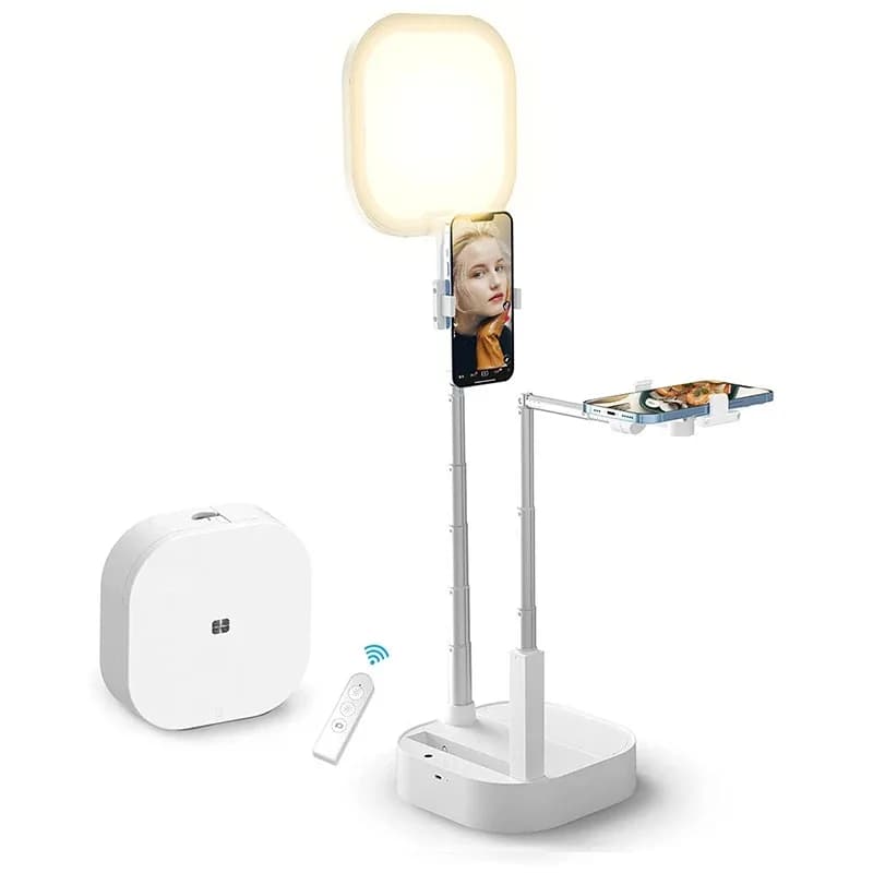 Supporto per telefono pieghevole Supporto portatile con LED Selfie Live Light Supporto mobile con supporto per lampada di riempimento remoto Staffa per telefono Ove