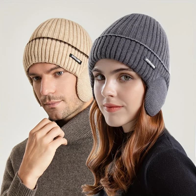 Berretto Invernale Unisex in Maglia con Paraorecchie, Caldo, Antivento, Morbido ed Elastico per Uomo e Donna, per Sci e Uso Quotidiano