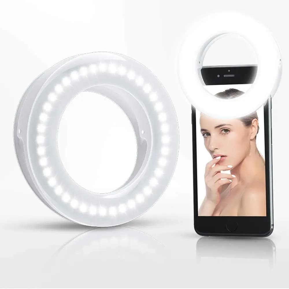 Luce ad Anello LED Ricaricabile e Portatile con Clip per Fotografia, Video e Applicazione Trucco