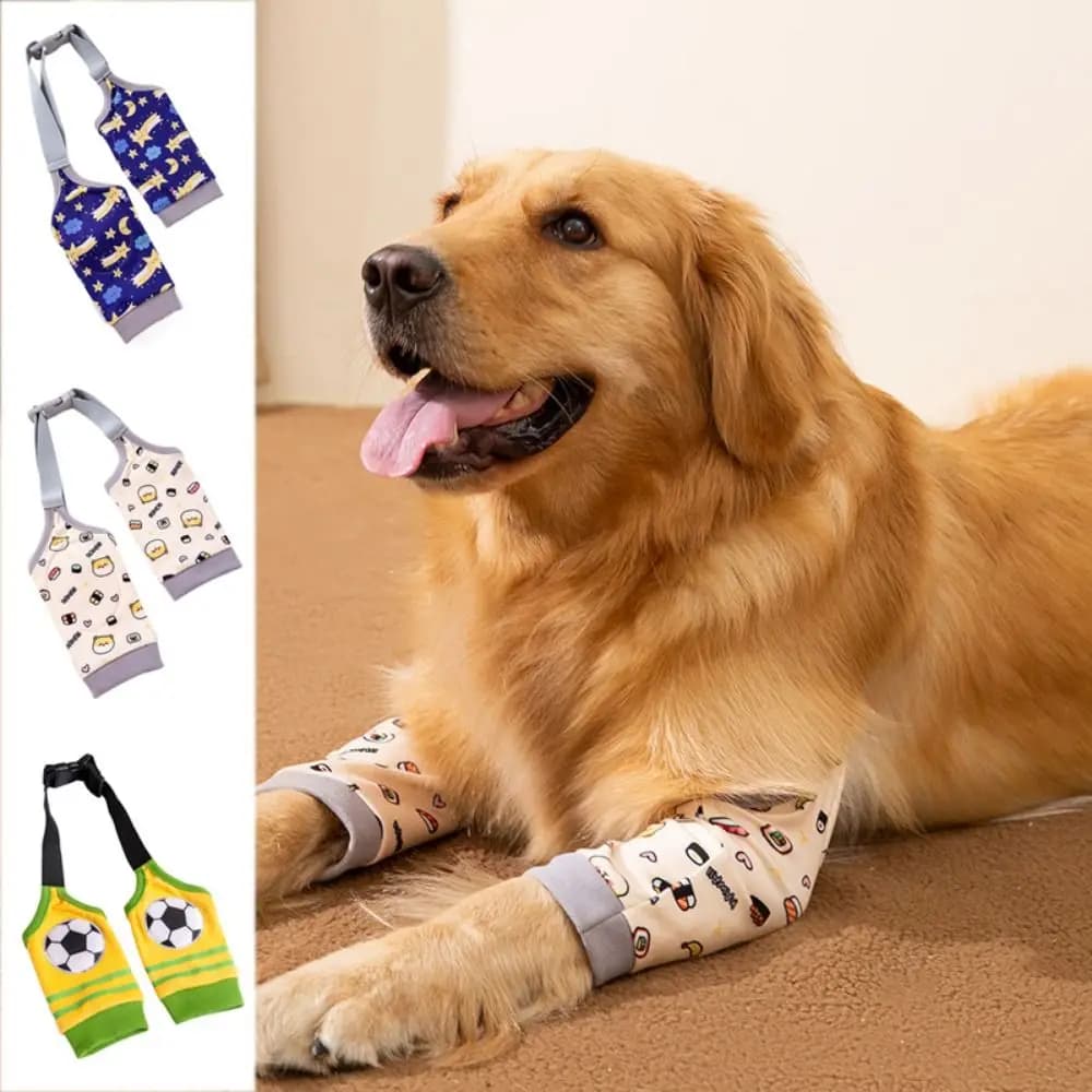 Cartoon Pet Recovery Sleeve Soft Comfortable Dog Elbow Brace Adjustable Football/Star Pattern Dog Leg Protectors