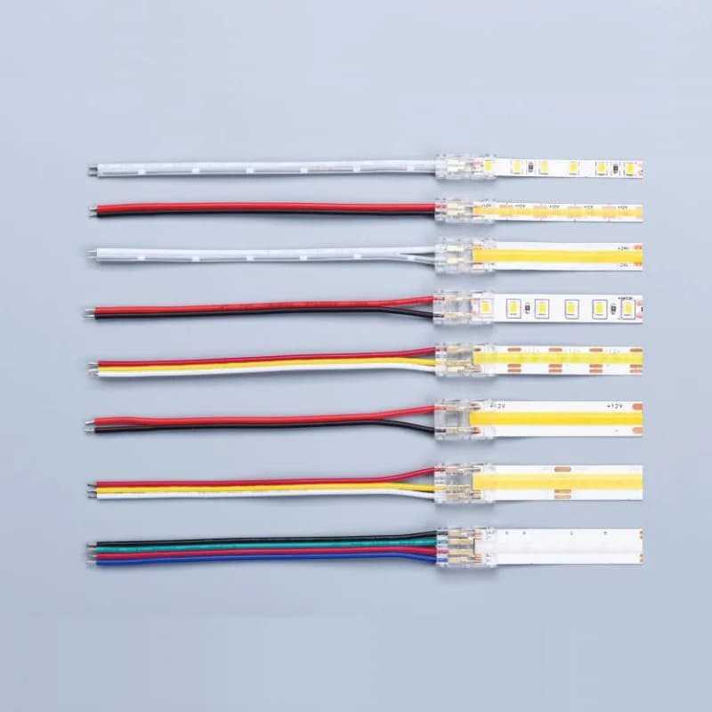 Connettori LED da striscia COB a filo Connessione da 5 8 10 mm senza saldatura per luci di striscia LED CCT FCOB RGB 2 3 Connettore a 4 pin con cavo