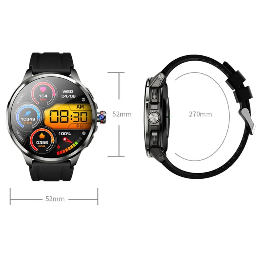 Smartwatch per Uomo e Donna con Grande Memoria, Batteria a Lunga Durata, Bluetooth, Slot SIM, Fotocamera Rotante Staccabile, GPS, NFC, App Store