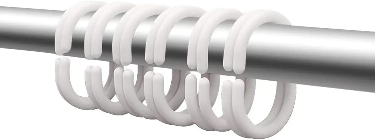 Plastic Shower Curtain Hooks White Curtain C Rings for Bathroom Shower Rod Window Curtains Hook Hanger