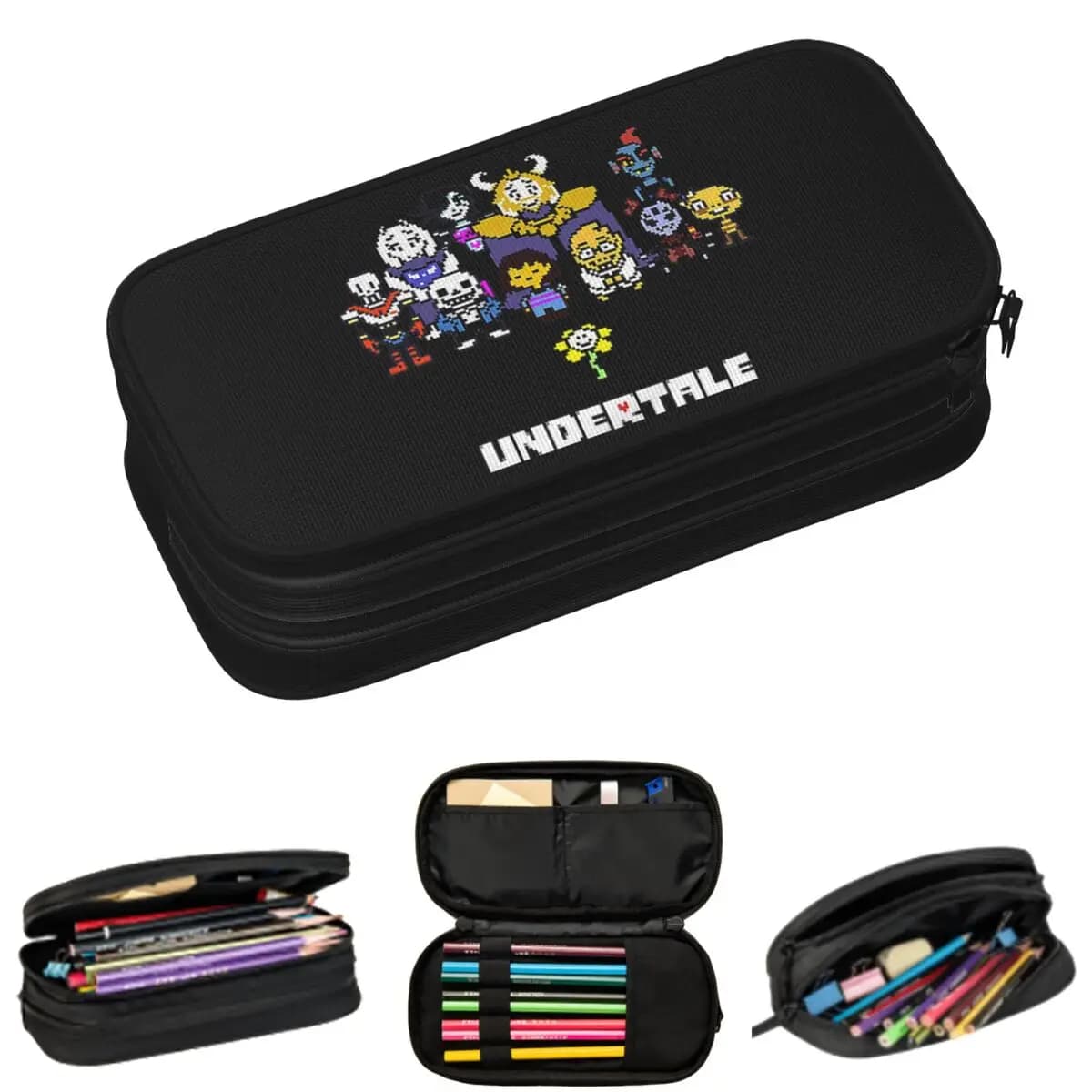 Astuccio per matite con grafica di videogiochi Undertale Monster Friend per studenti, astuccio per penne da scuola, astuccio per matite di grande capacità
