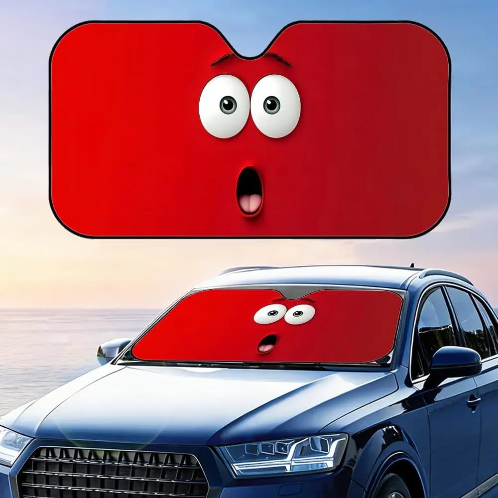 Parasole pieghevole per auto con simpatici disegni animati, protezione UV, isolamento termico riflettente, copertura riutilizzabile.