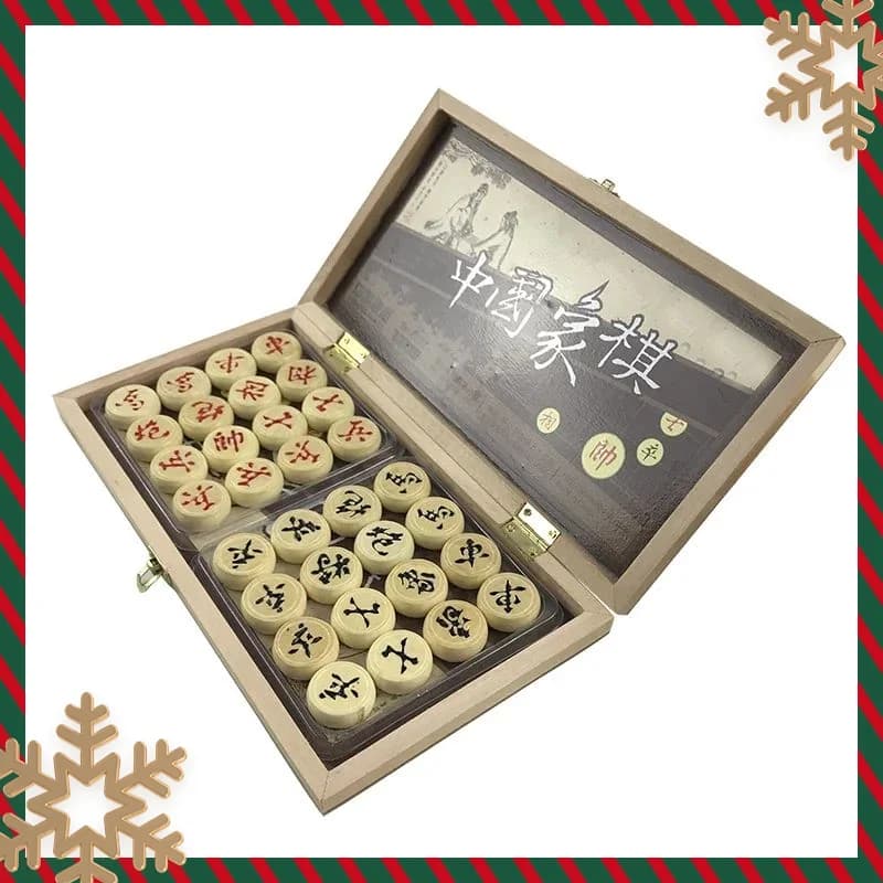 Set di scacchi cinesi portatili in scatola di legno Intrattenimento educativo Gioco regalo aziendale per souvenir di viaggio d'affari genitore-figlio