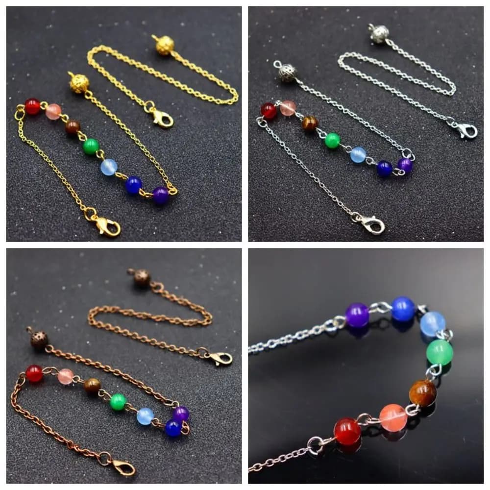 7 Chakra Beads Chain Chakra Chain Hollow Bead pendolo Chain Power Stone Pendulum accessori catena gioielli fai da te