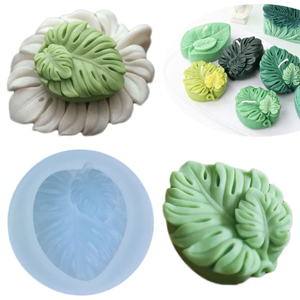 Stampi in silicone a forma di foglia fai-da-te, candele per sapone fatte a mano, per realizzare stampi per bar da bagno in resina di gesso per la cottura di torte