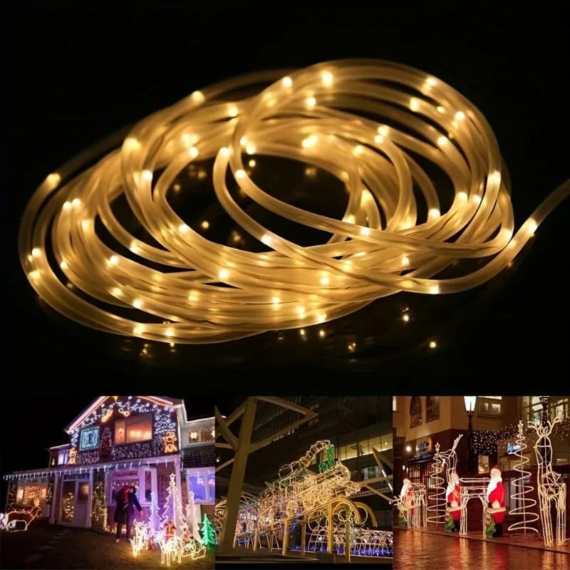 Luci Solari a Corda per Esterni Impermeabili con 8 Modalità per Decorazioni Natalizie, Giardino, Patio, Cortile, Alberi e Feste