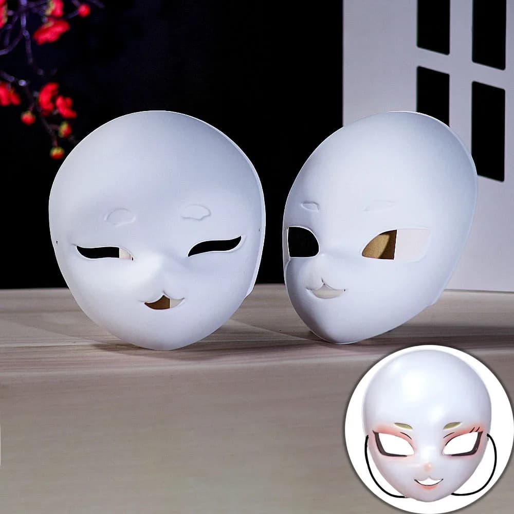 White Mask Full Face Cute PVC Masks Empty Do You Party Halloween Masquerade Cosplay Dress Up Pointers