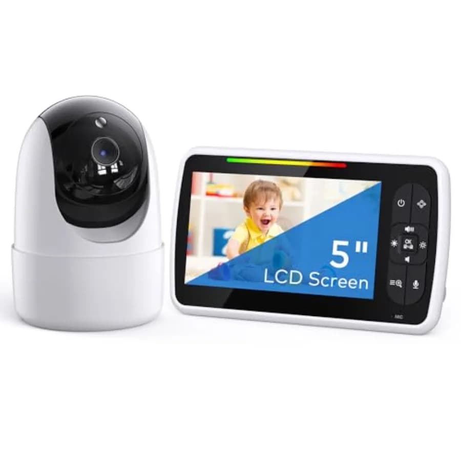 Telecamera per Bambini SM652 per Monitoraggio Nursery con Finitura Bianca Morbida e Funzione Visione Notturna