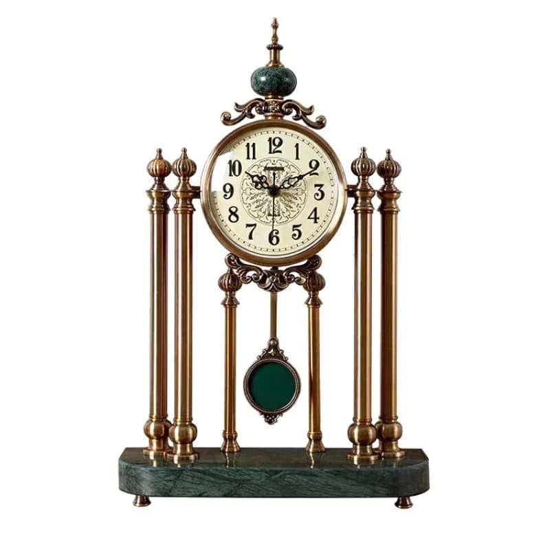 Orologio a pendolo di lusso in stile europeo-americano, orologio da soggiorno, orologio da tavolo di lusso per villa, decorazione in marmo.