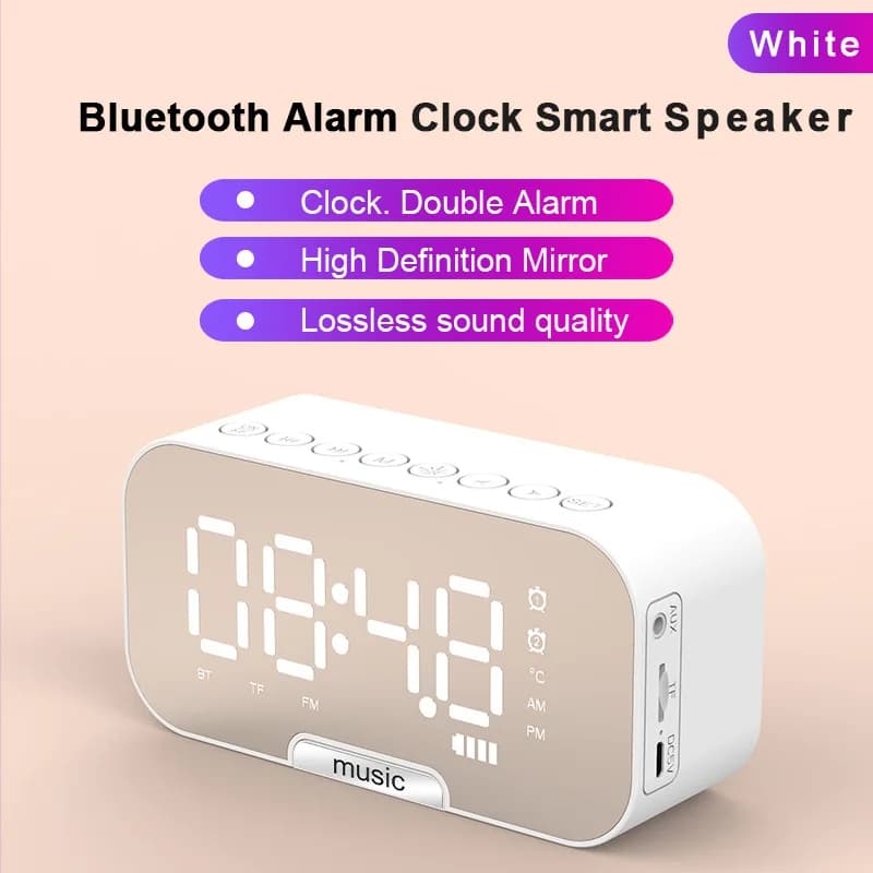 Vendite dirette in fabbrica Q5 Specchio Altoparlante wireless Bluetooth Sveglia Supporto per telefono cellulare Imballaggio inglese Transfrontaliero
