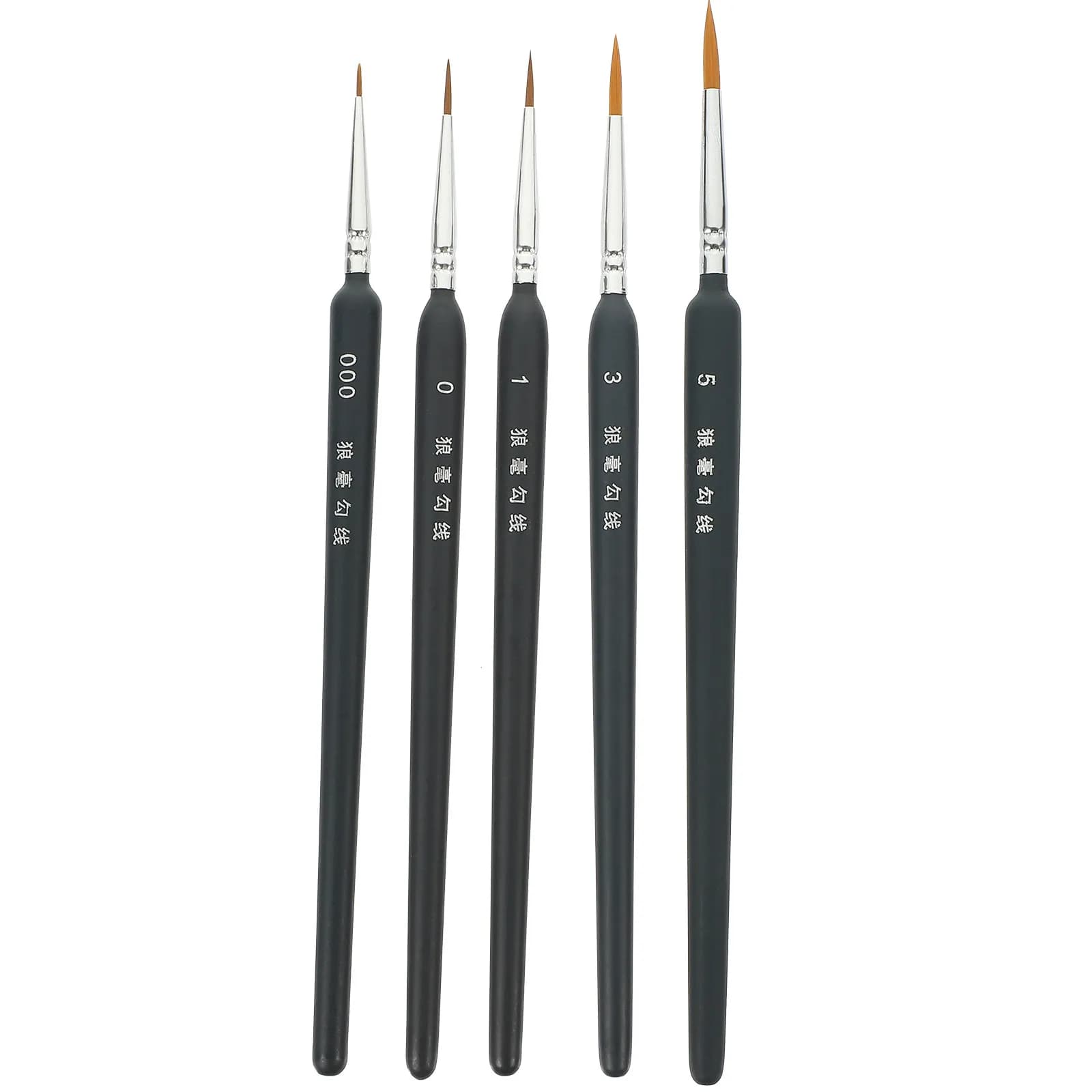 5Pcs Detail Paint Brush Set Fine Tip Lightweight Easy Control Springback Bristles for Acrylic Watercolor Oil Gouache Painting