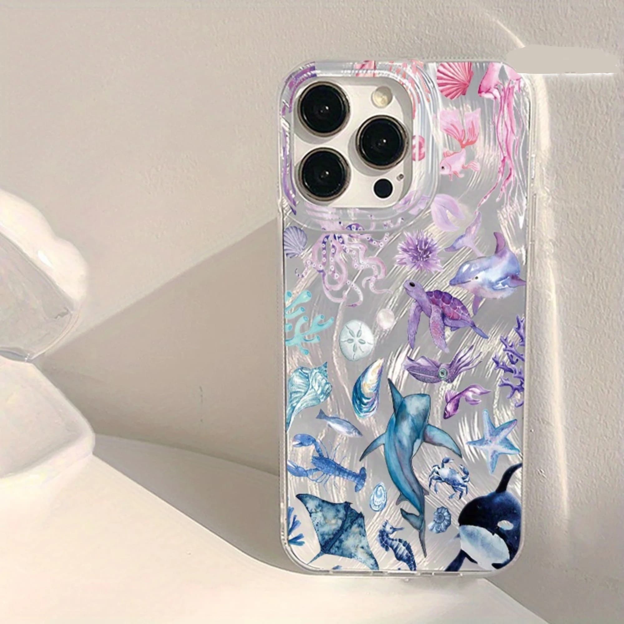 Cover Protettiva Antiurto con Motivo Vita Marina per iPhone 17 16 15 14 13 12 11 Pro Max X XS XR 7 8 Plus