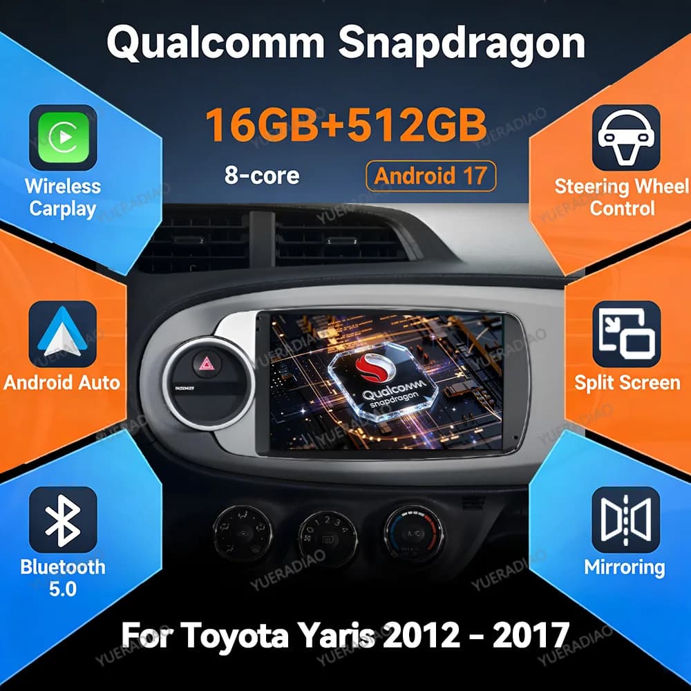 Android 17 Car Radio For Toyota Yaris 2012 2013 2014 2015 2016 2017 LHD RHD Autoradio Multimedia Stereo Video Player GPS NAVI FM