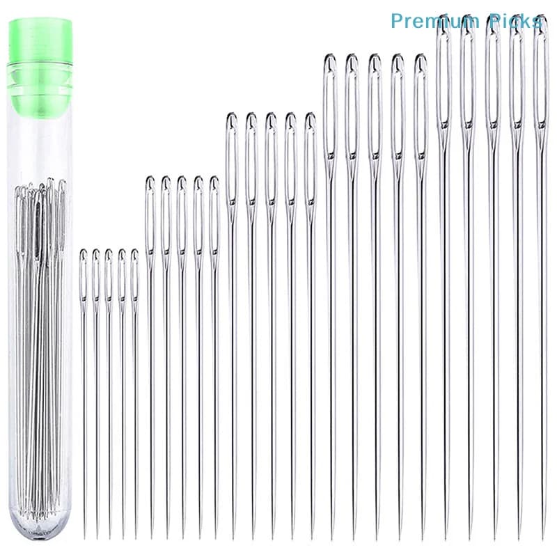 portable25 Pcs Large Eye Stitching Needles Sewing Needles Handmade Leather Needle Steel Yarn Knitting Needles Sewing Tool Set