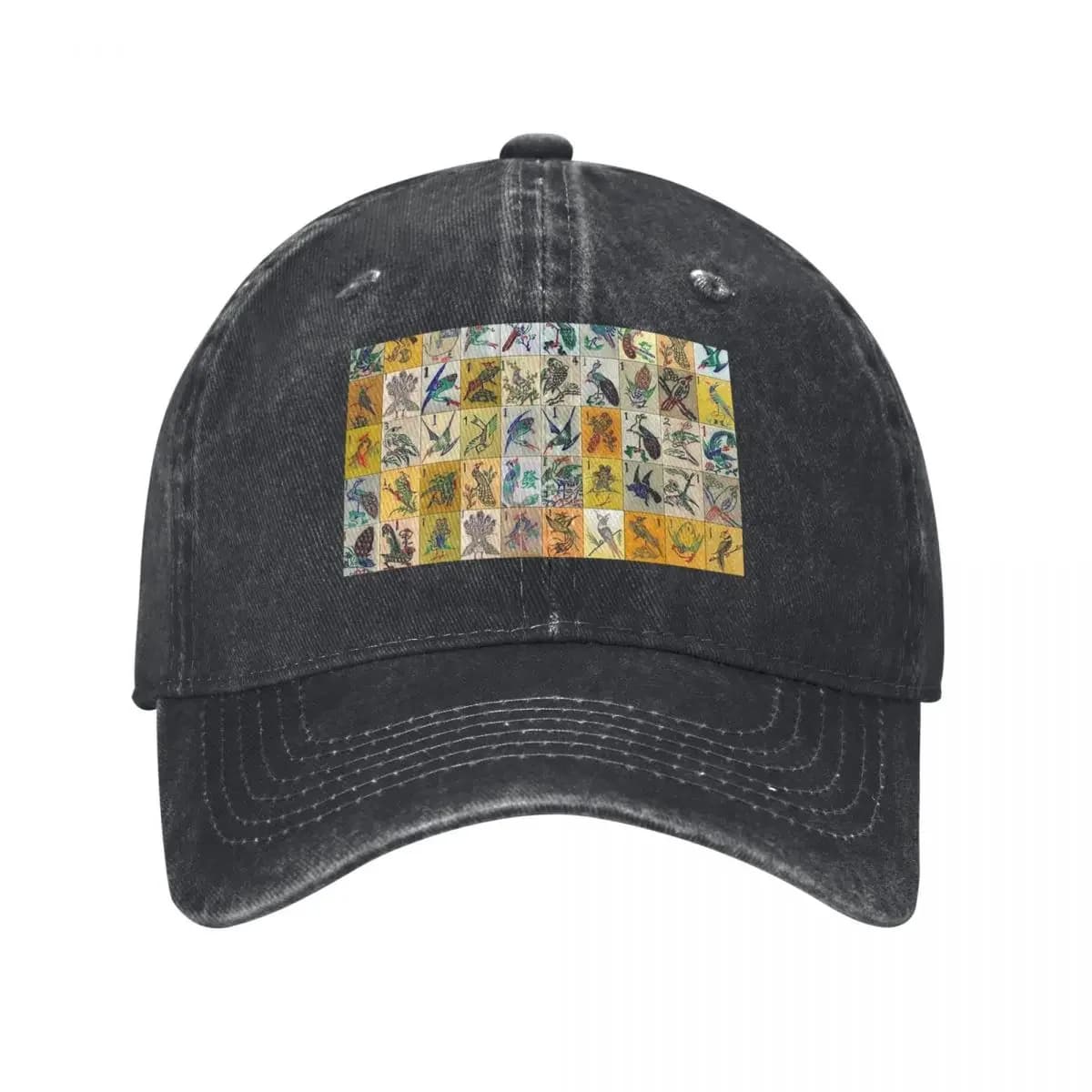 Cappelli da Baseball Mahjong con Motivi di Uccelli, Cappelli in Tessuto Denim alla Moda, Berretto Hip Hop, Cappello da Cowboy per Uomini e Donne