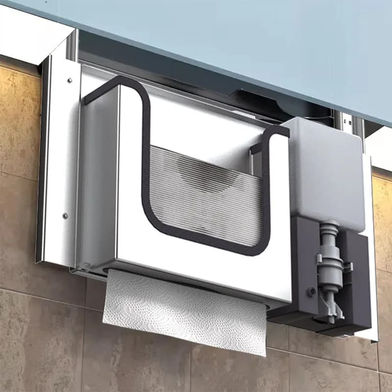 Dispenser di carta igienica a scomparsa in acciaio inossidabile con dispenser di sapone e asciugamani elettrico, porta rotolo da parete per bagno, hotel e casa