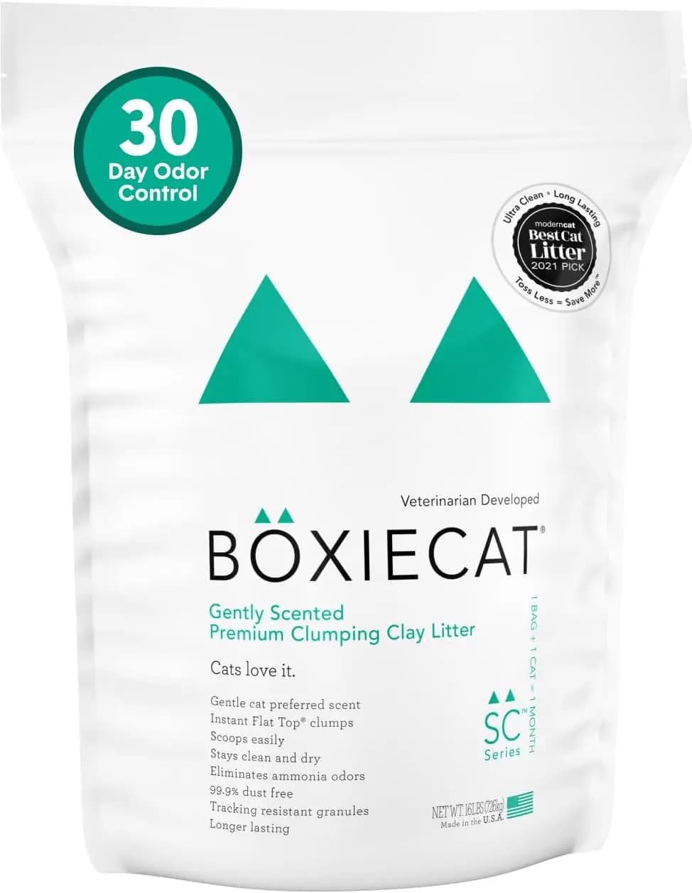 Premium Clumping Cat Litter, 16 lbs, Unscented, 99.9% Dust-Free, 30-Day Odor Control