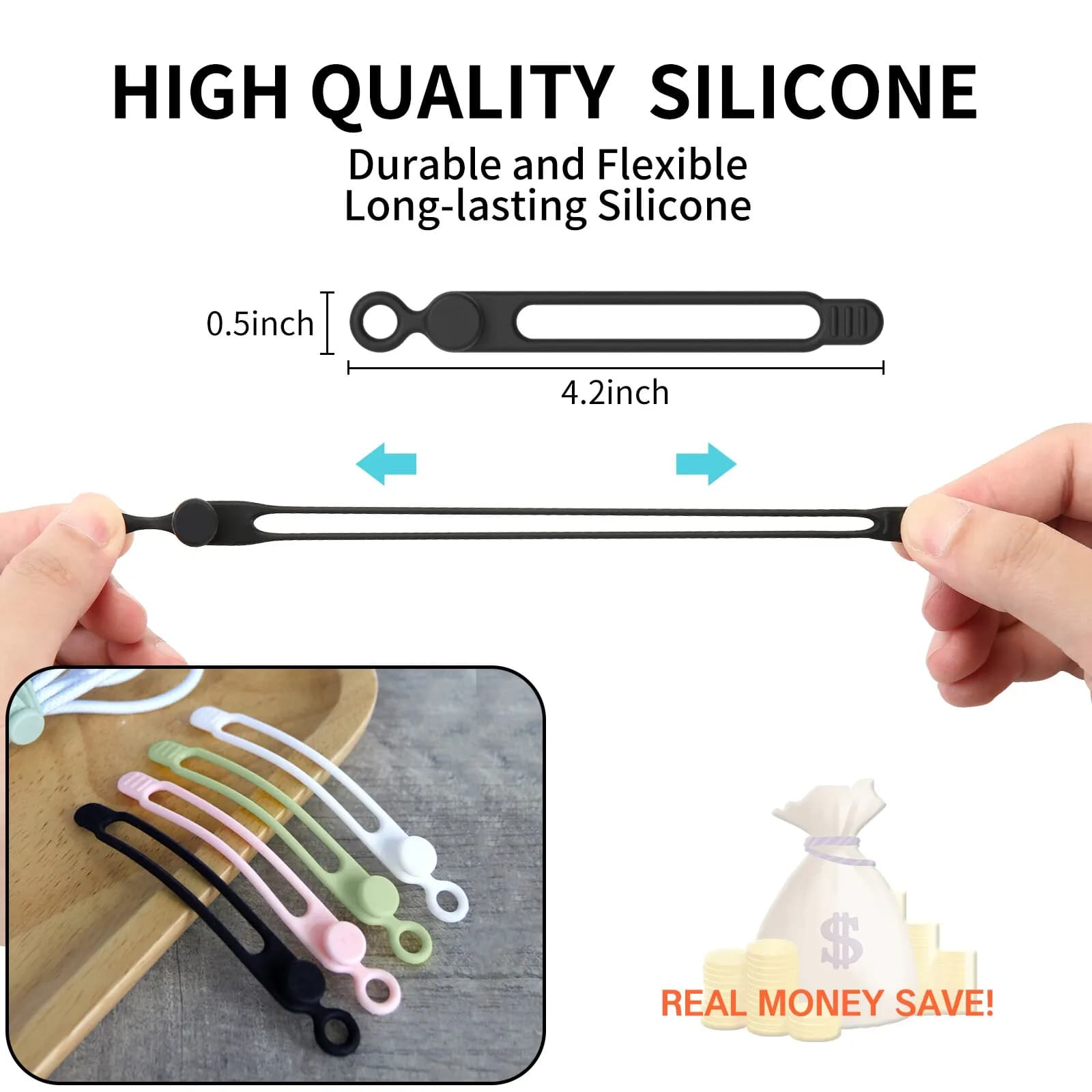 25/15/10/5/3/2 PCS Macaron Silicone Cable Ties Resilient And Reusable Organizers For Headphones Data Cables And Computer Cables
