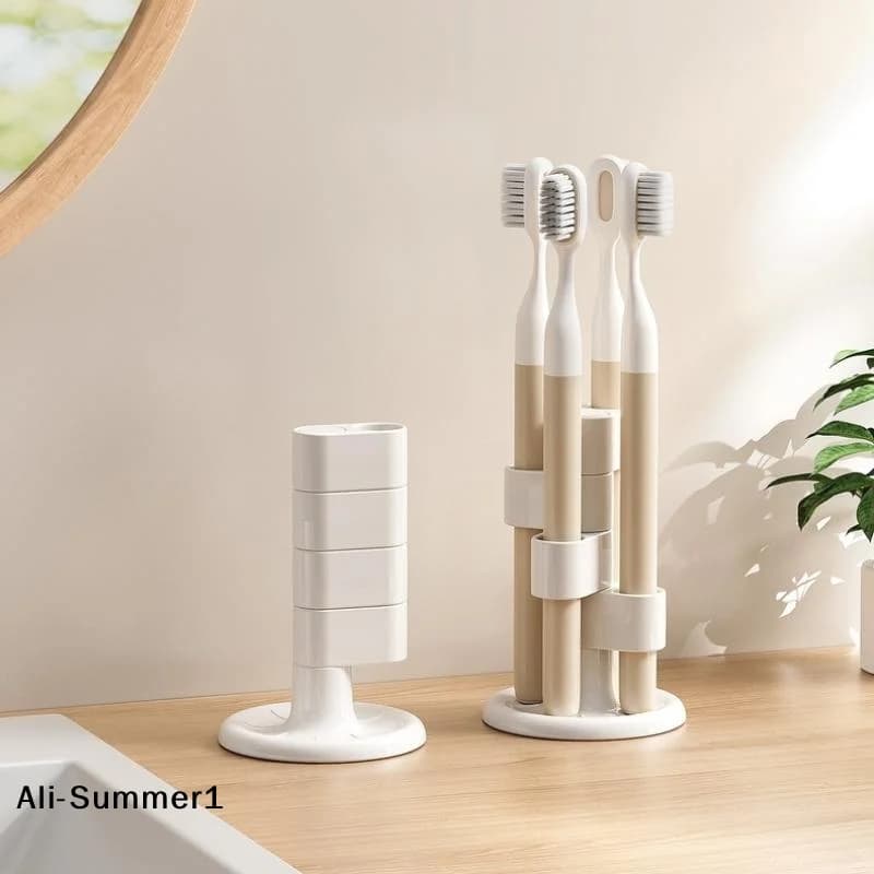 【E】1pcs Rotating Toothbrush Holder Bathroom Desktop Toothbrush Storage Rack Makeup Brush Pen Organizers Bathroom Accessories