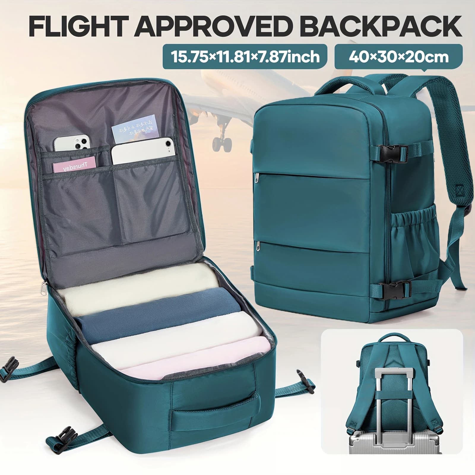 Zaino Ryanair 40x30x20, Borsa da Viaggio per Aereo, Bagaglio a Mano WizzAir Easyjet, Zaino per Laptop per Uomo e Donna