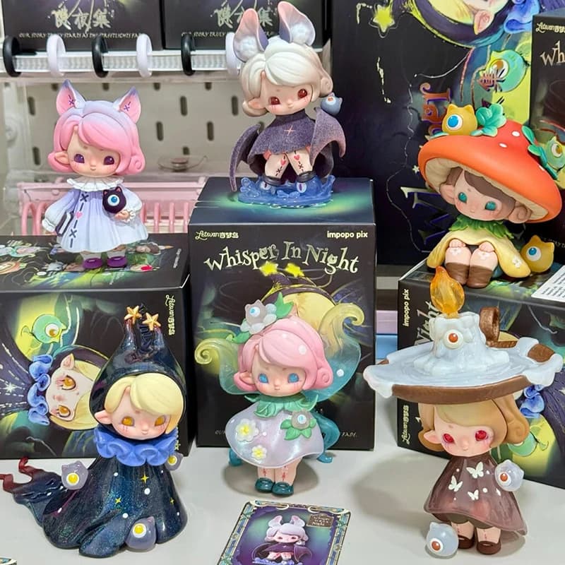 Impopo Pix Whisper In Night Series Blind Box Impopo Pix Anime Figure Mystery Box Action Figure Surprise bag House decorations Toys