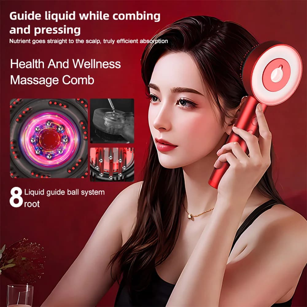 Pettine Massaggiante Portatile per il Cuoio Capelluto, Pettine per Terapia della Luce, Antistress, Massaggio Multifunzionale dei Punti di Agopuntura, Dispositivo per la Cura dei Capelli SPA Domestica, Regalo