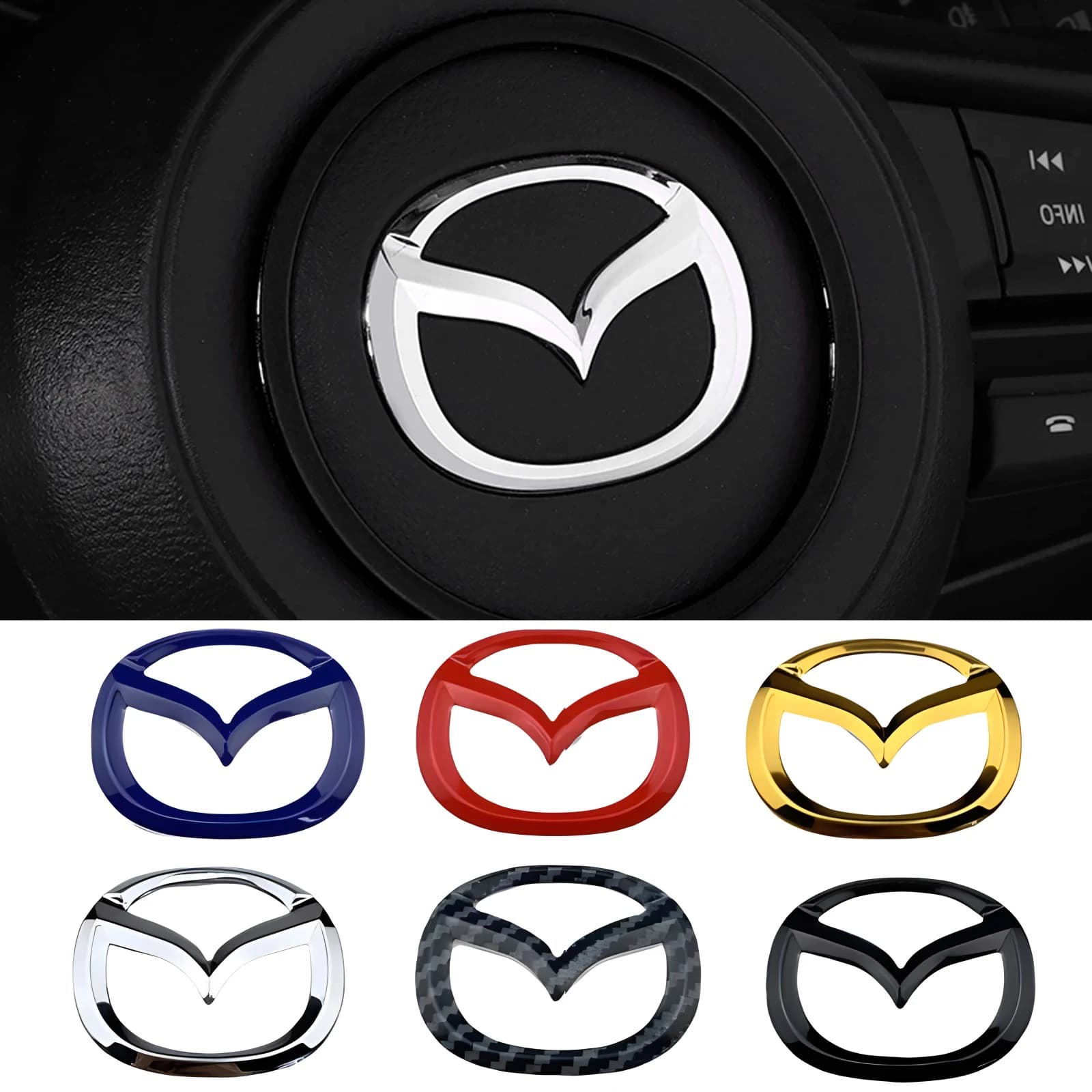 Mazda Volante Emblema Adesivo Distintivo Decalcomanie per 3 6 2 Atenza Demio Axela CX-5 CX-3 CX-4 MX-5 CX-30 Decorazione Auto Accessori