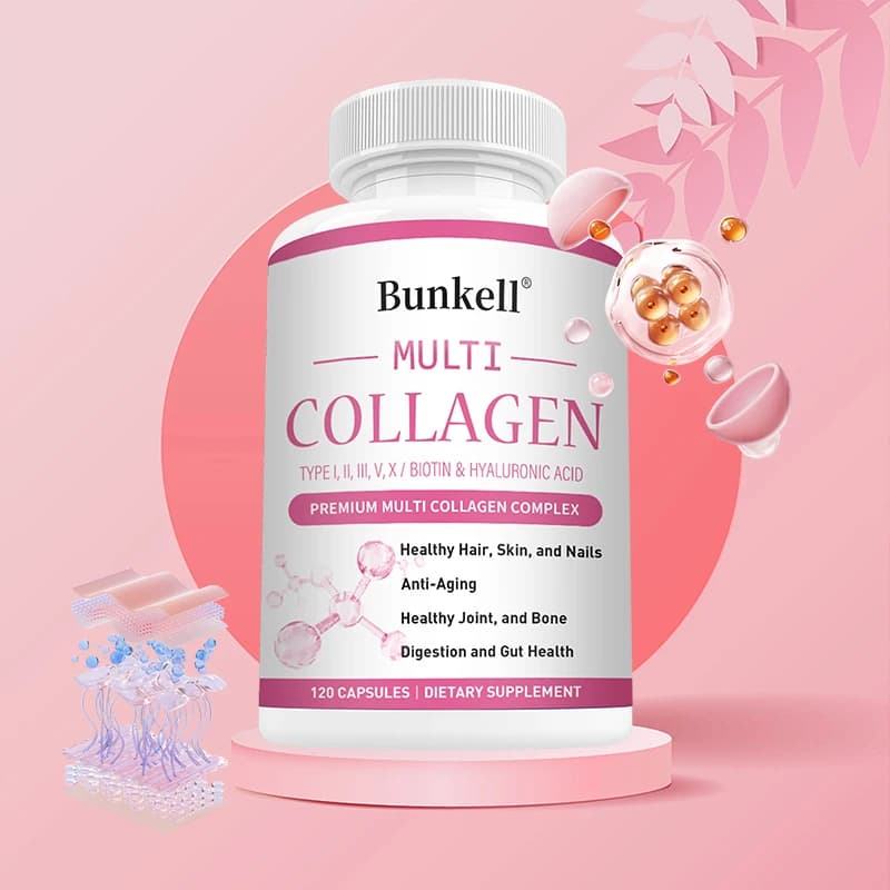 Collagen Complex with Hyaluronic Acid, Biotin - Hydrolyzed Collagen Types I, II, III, V, X; Hair Support, Skin, Nails, Articulations