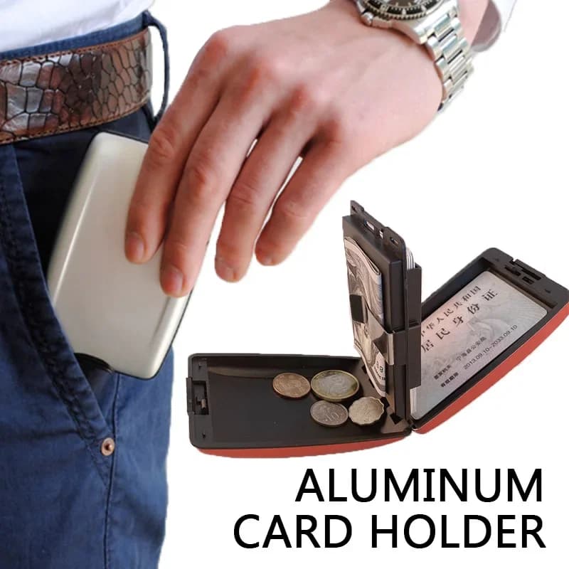 Semplice portafoglio di sicurezza RFID multifunzionale leggero e in alluminio resistente Portafoglio in metallo senza scansione RFID