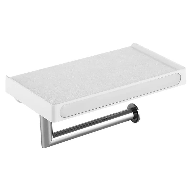 Porta carta igienica in acciaio inox, porta carta igienica da parete per bagno, con porta cellulare, accessori bianchi