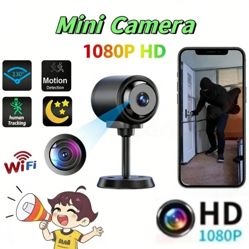 Mini Telecamera WiFi 1080P HD con Visione Notturna, Monitor per Bambini Magnetico, Registratore di Sorveglianza per Interni ed Esterni, Telecamera IP per Casa Intelligente