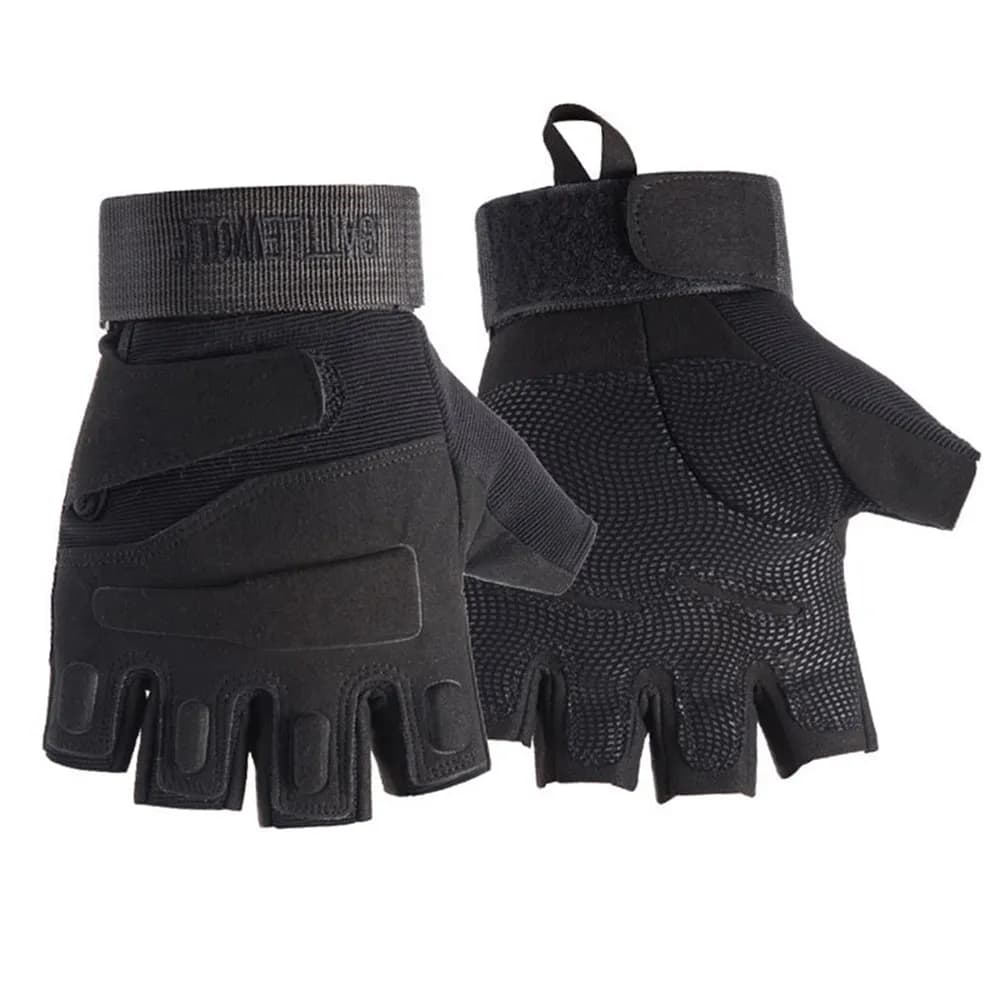 1 paio di guanti da ciclismo a mezze dita, antiurto, traspiranti, comodi, antiscivolo, per sport all'aria aperta, guanti da bici, colore nero