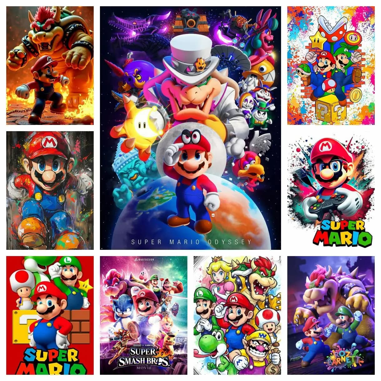Nuovo 2026 Anime Super M-Marios 5D DIY Pittura Diamantata Rotonda Completa per Decorazione Estetica Casa, Soggiorno, Camera da Letto, Bar, Regalo per Bambini