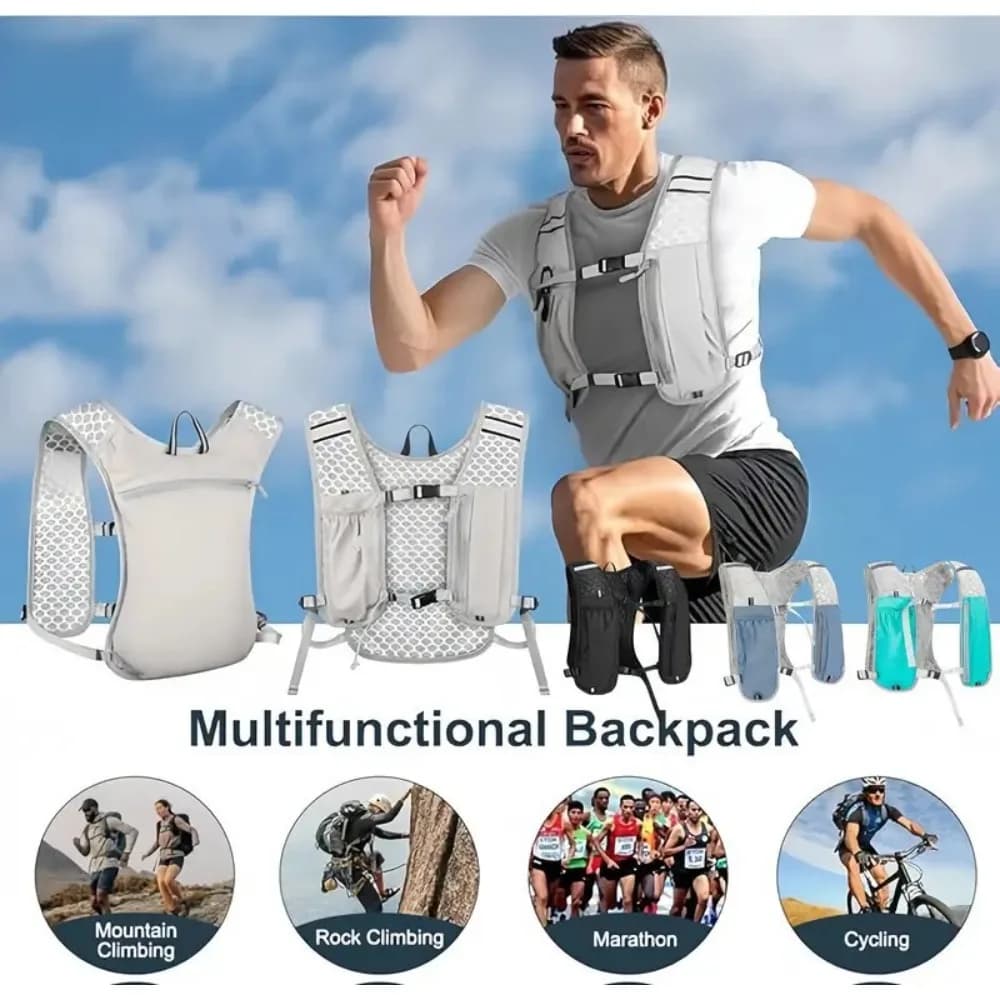 Men Women Running Water Bottle Storage Vest Lightweight Running Vest Reflective Hydration Water Chest Pack with Phone Holder