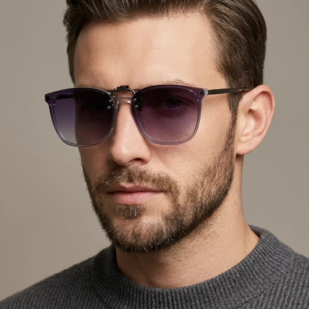 Rimless Polarized Clip-on Sunglasses Unisex Driving Anti-Glare Eyewear Myopia Glasses Clip UV Protection Shade for Men and Women