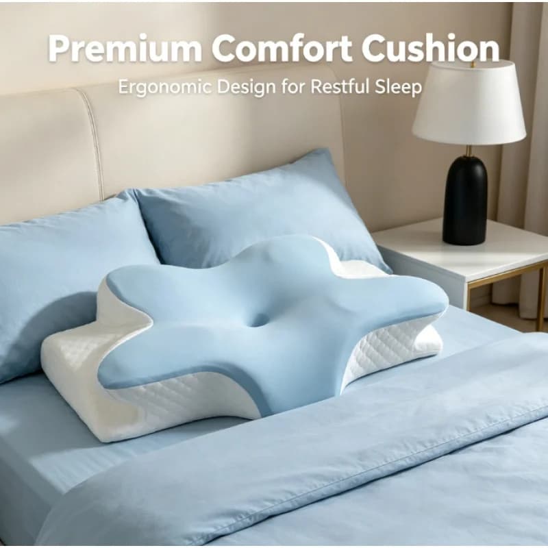 Cuscino Ergonomico Rinfrescante per Chi Dorme su un Fianco, sulla Schiena o sullo Stomaco, in Memory Foam, Supporto Cervicale Estivo per Alleviare il Dolore