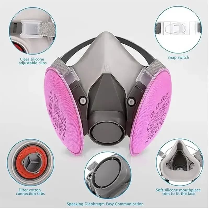 6200 Respiratore per gas antipolvere Mezza faccia Maschera antipolvere con filtro 2097 per verniciatura a spruzzo Saldatura a vapore organico Rettifica Sicurezza sul lavoro