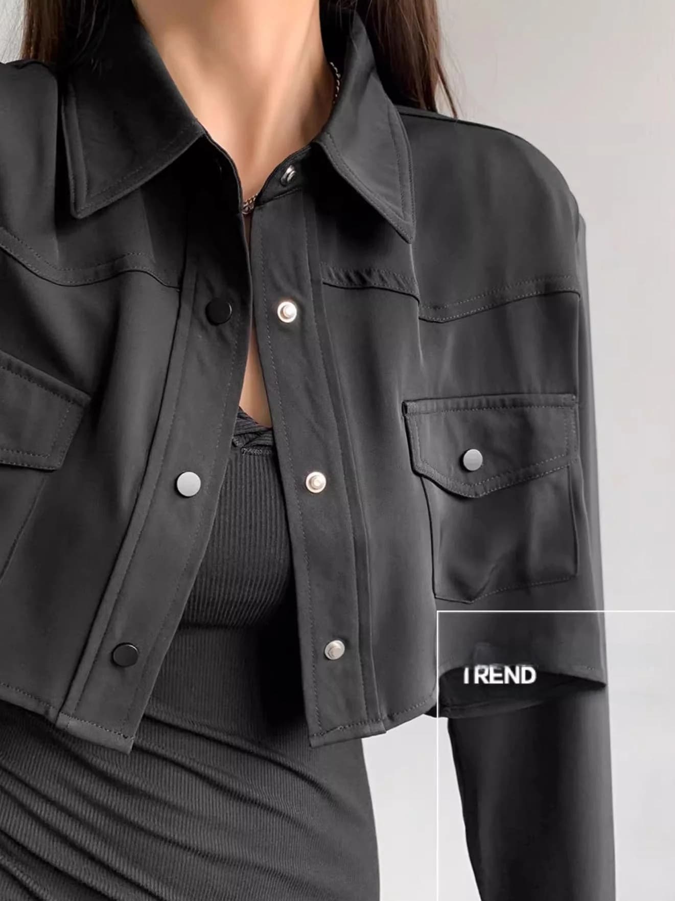 Women's Short Thin Jacket Spring Shirt Workwear Coat Long Sleeve Turn-down Collar Pocket Detail Casual Fashion Outerwear