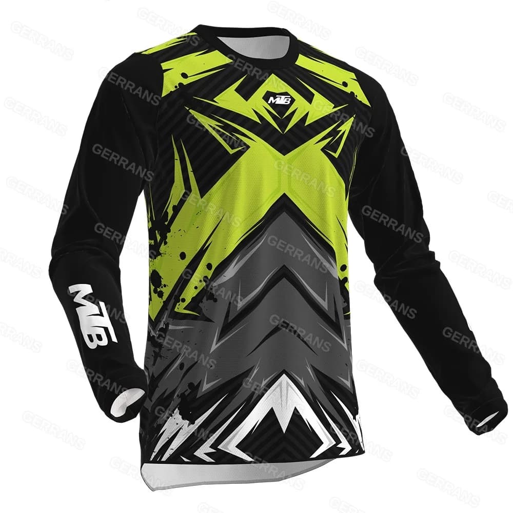 Maglietta Sportiva alla Moda a Maniche Lunghe per Ciclismo e Moto, Traspirante, Comoda, con Stampa Trendy, Top Casual