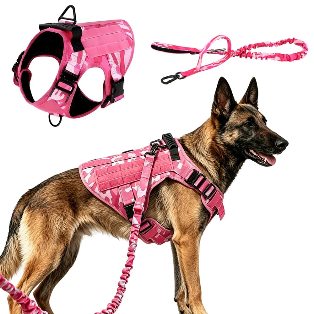 Tactical Dog Harness and Leash Set No Pull Adjustable Military Dog Vest with Handle for Medium Large Dogs Training Walking