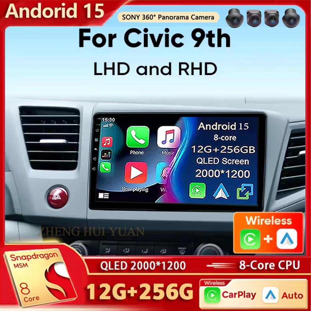 Android 15 Autoradio Per Honda Civic 9 th 2012 2013 2014 2015 2016 LHD RHD Wireless Carplay Android Auto Audio Car Multimedia 2
