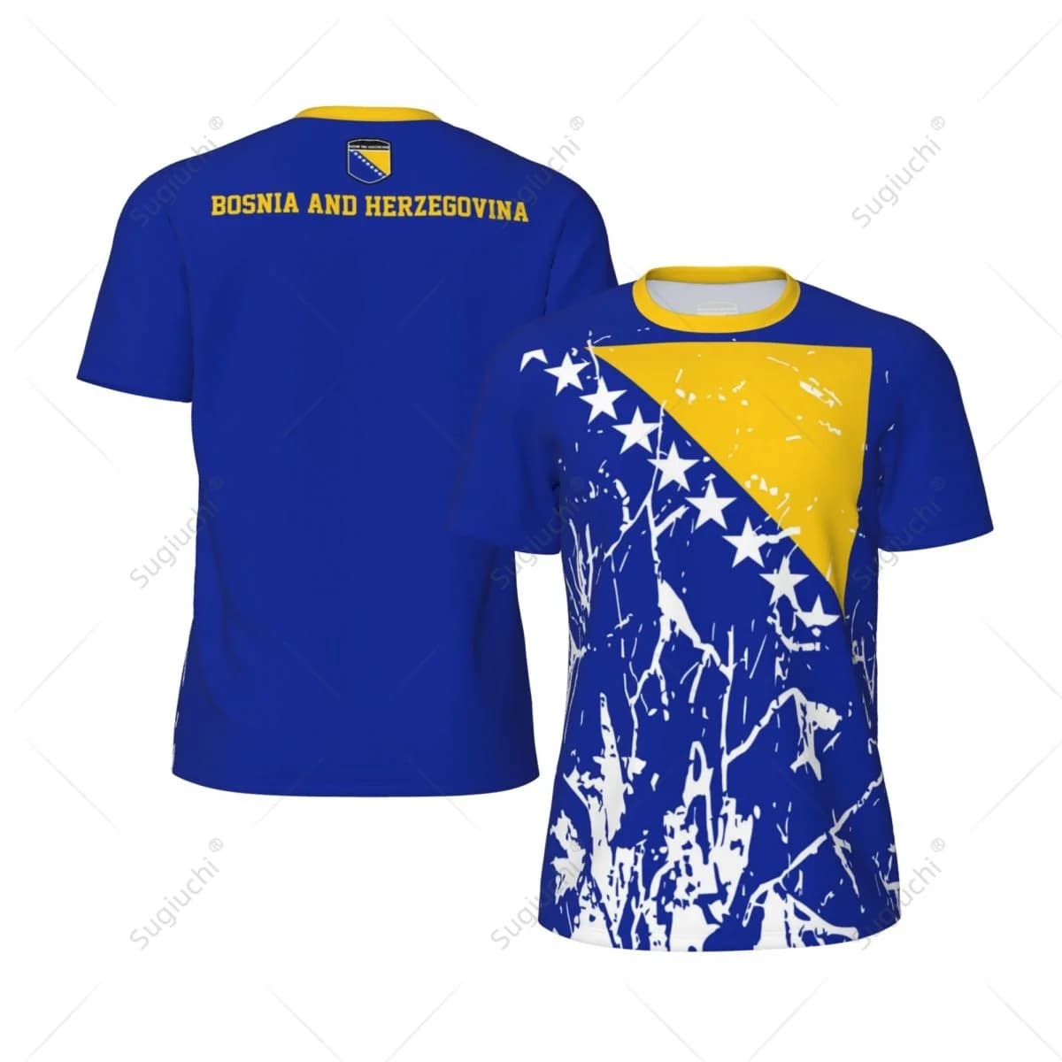T-shirt da uomo con stampa 3D della bandiera della Bosnia ed Erzegovina, in tessuto a rete, per corsa, ciclismo, calcio, tennis e fitness.