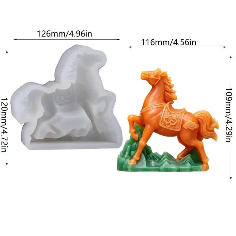 Stampo in Silicone 3D per Cioccolatini, Gesso, Resina, Decorazioni Torte, Strumenti per Dolci, Sculture di Ghiaccio Fai da Te, Fondente - Cavalli, Trovaille, Pesci