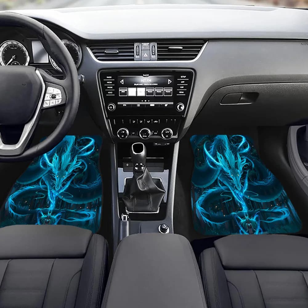 4pcs Dragon Print Car Floor Mats - Front & Rear Protector Floor Pads, Auto Interior Accessories, Fit For Sedan, SUV, Van, Durabl