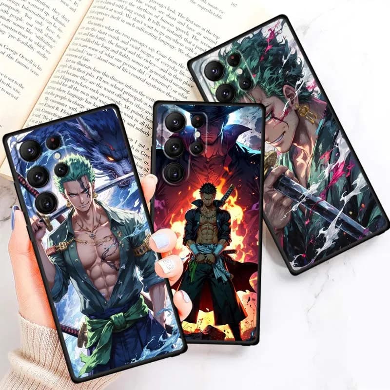 Custodia per telefono One Piece Handsome Zoro per Samsung Galaxy S26 S25 S24 S23 S22 S21 S20 Ultra Plus FE 5G Nera Morbida