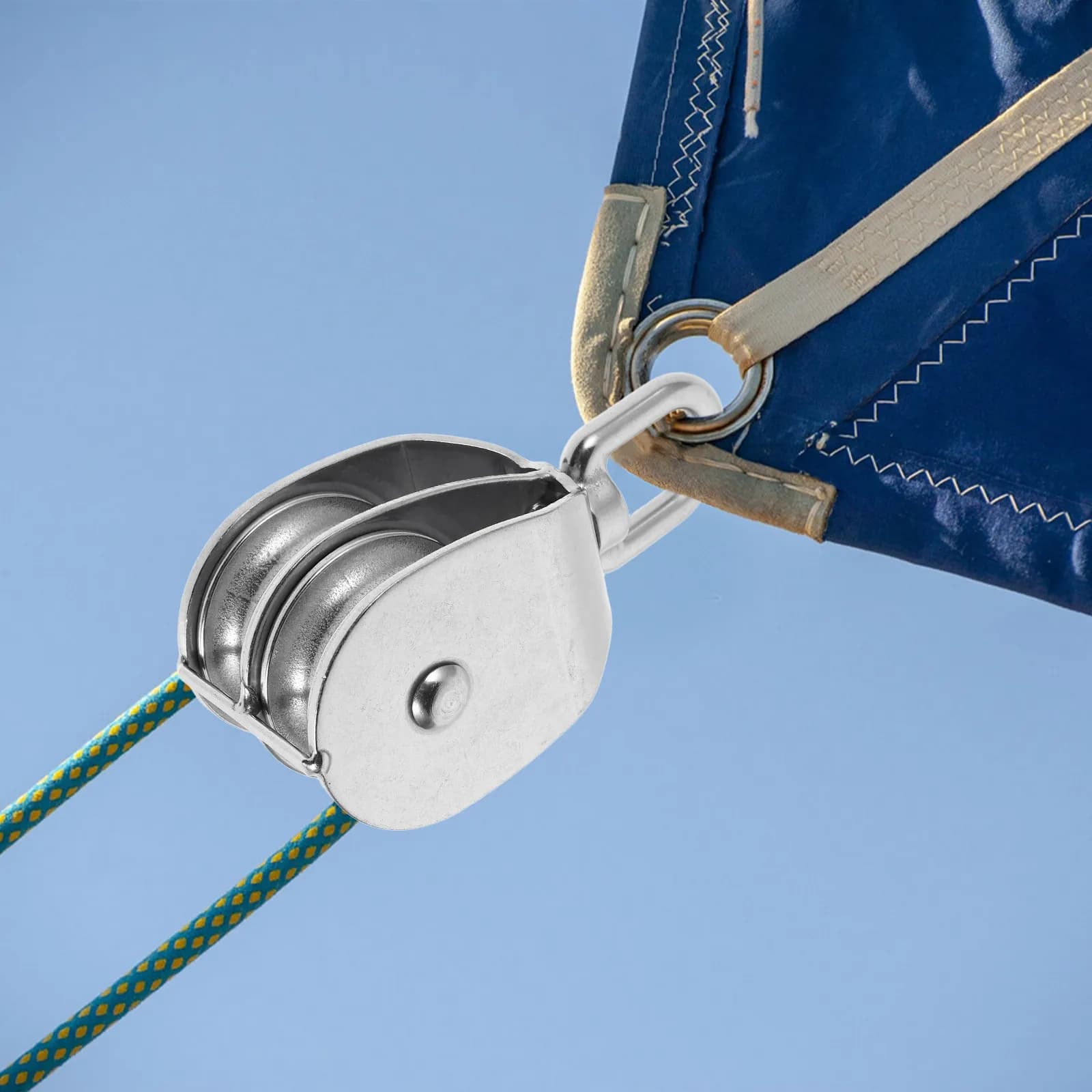 Marine Stainless Steel Pulley Dual Wheel Heavy Duty Traction Lifting Block Wire Rope Cable Attachments for Fishing Nets Marine