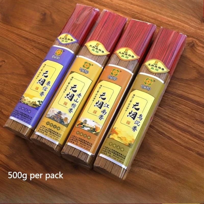 500g Bastoncini di incenso tradizionali senza fumo Culto del Buddha Interno Offerta Guanyin Dio Ricchezza Rilassarsi Mente Purificare l'aria Joss Stick